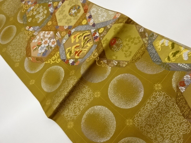 JAPANESE KIMONO / TORTOISESHELL / FLOWERS / BIRD PATTERNS WOVEN A LATT